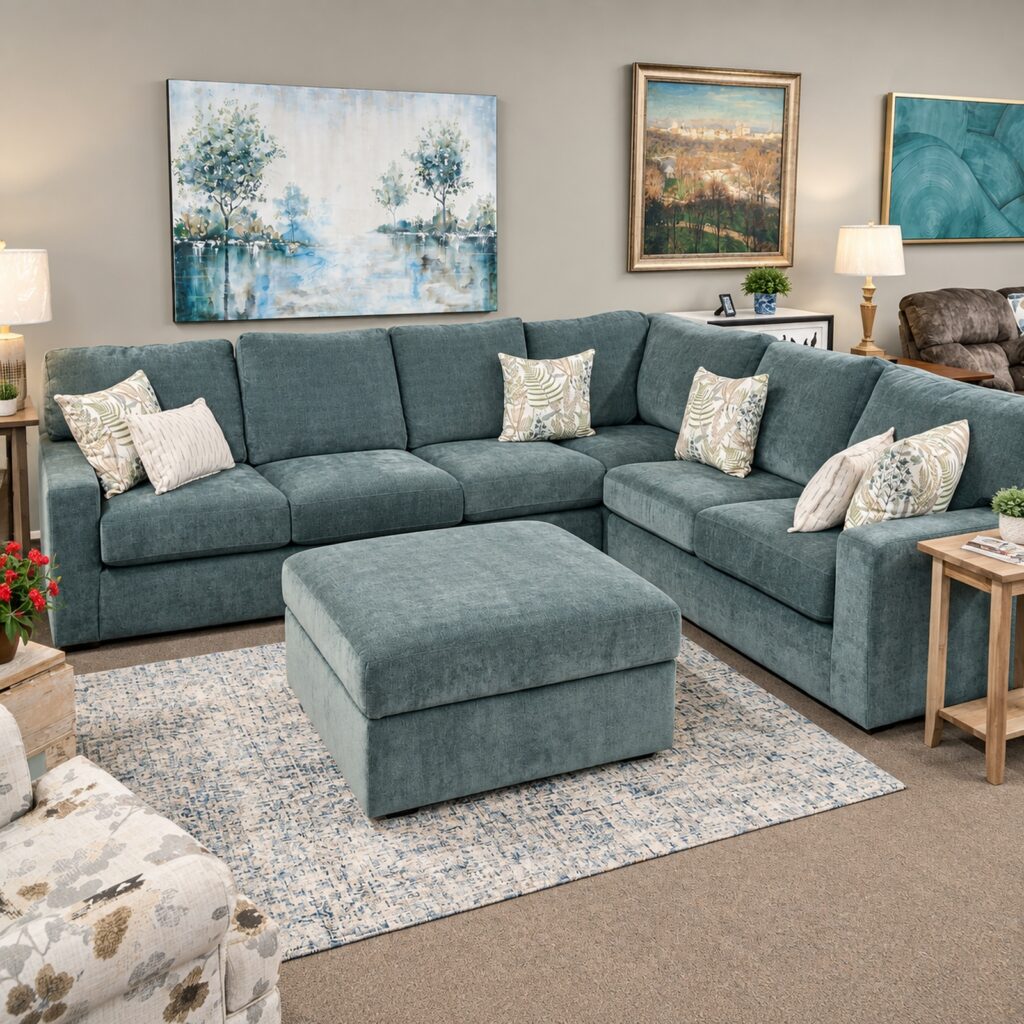 Best Home Furnishings Blue Stationary Sectional