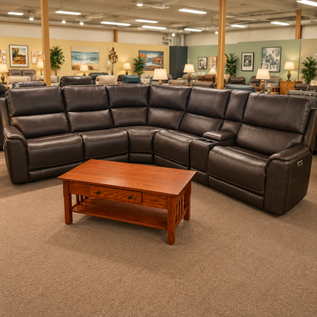 Parker House Black Leather Power Reclining Sectional
