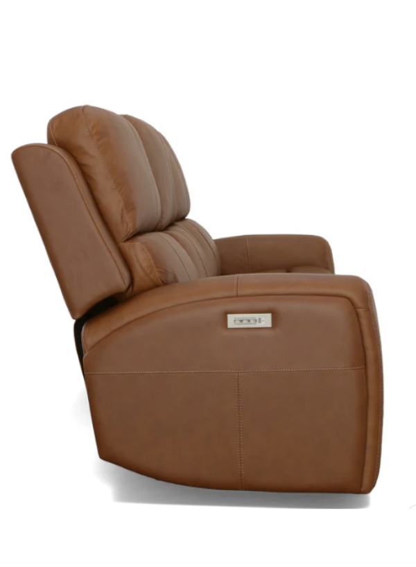 Linden Power Reclining Sofa, Flexsteel reclining sofa, Zero Gravity recliner, leather power recliner, modern reclining couch, Flexsteel furniture, Blue Steel Spring support, comfortable home seating