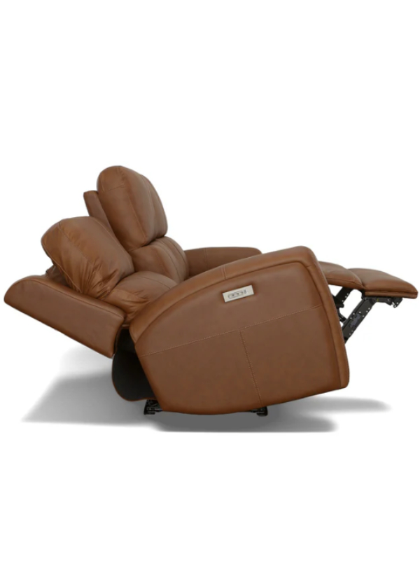 Linden Power Reclining Sofa, Flexsteel reclining sofa, Zero Gravity recliner, leather power recliner, modern reclining couch, Flexsteel furniture, Blue Steel Spring support, comfortable home seating