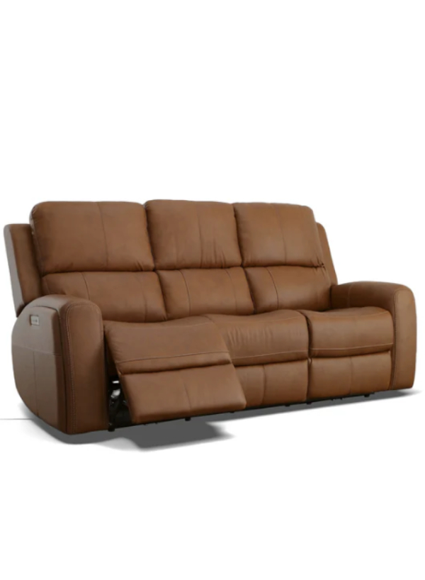 Linden Power Reclining Sofa, Flexsteel reclining sofa, Zero Gravity recliner, leather power recliner, modern reclining couch, Flexsteel furniture, Blue Steel Spring support, comfortable home seating