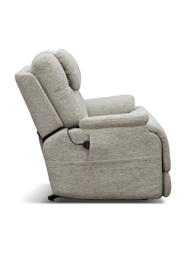 Flexsteel Zecliner power recliner in durable performance fabric, featuring Zero Gravity recline, adjustable headrest, lumbar support, removable head pillow, and USB charging port.