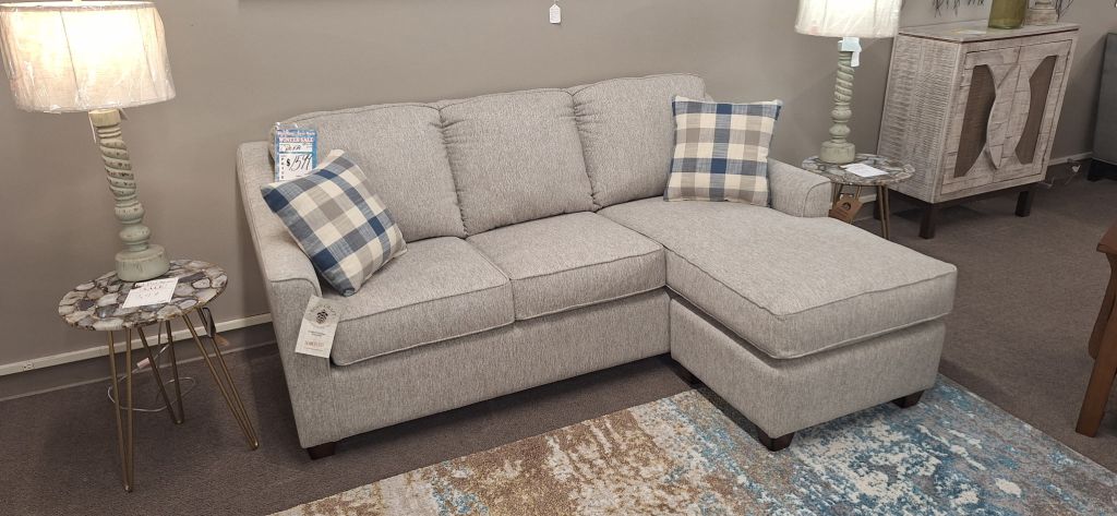 New sectional sofa displayed on the showroom floor at Meyers Furniture in Mendota Illinois