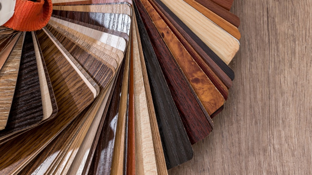 Laminate flooring samples in a variety of wood-look finishes at Meyers Furniture and Flooring in Mendota IL