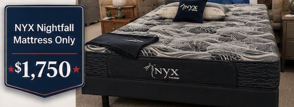 NYX Nightfall mattress only closeout deal at Meyers Furniture and Bedding in Mendota for $1,750