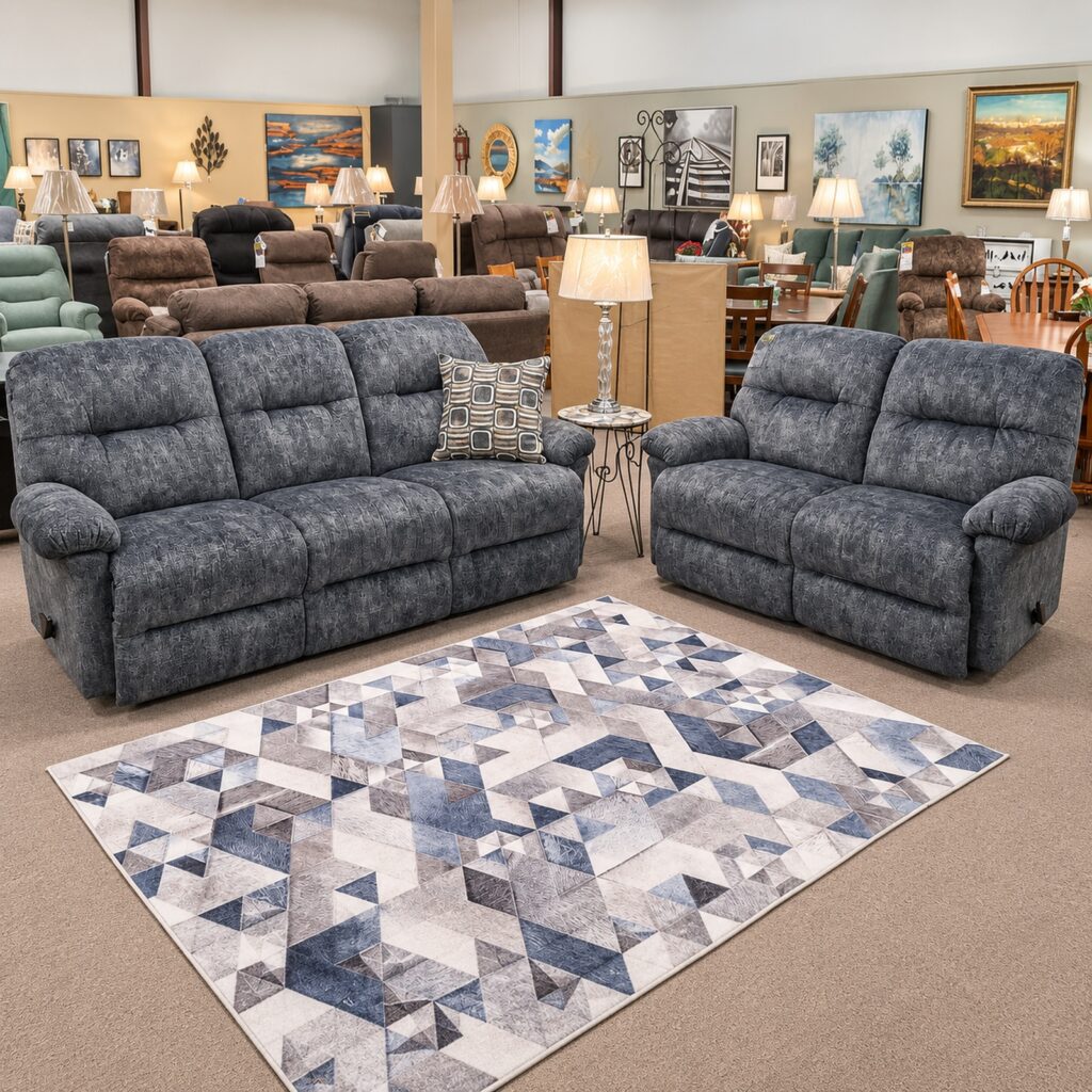 Best Home Furnishings Gray Reclining Sofa and Loveseat Set