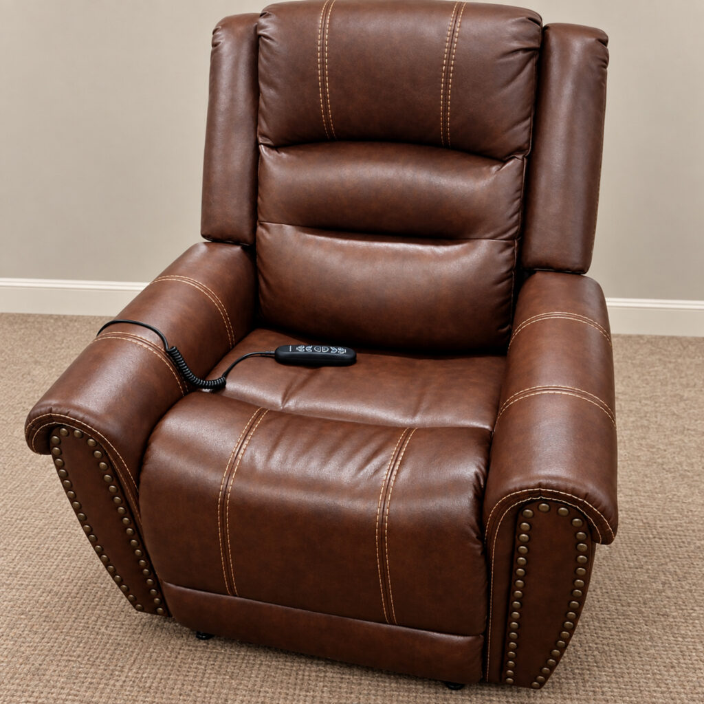 Flexsteel Oscar medium/large lift recliner with four comfort zones and vinyl upholstery