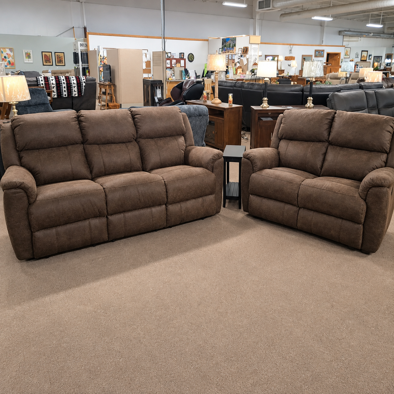 Homestretch Brown Reclining Sofa and Loveseat Set
