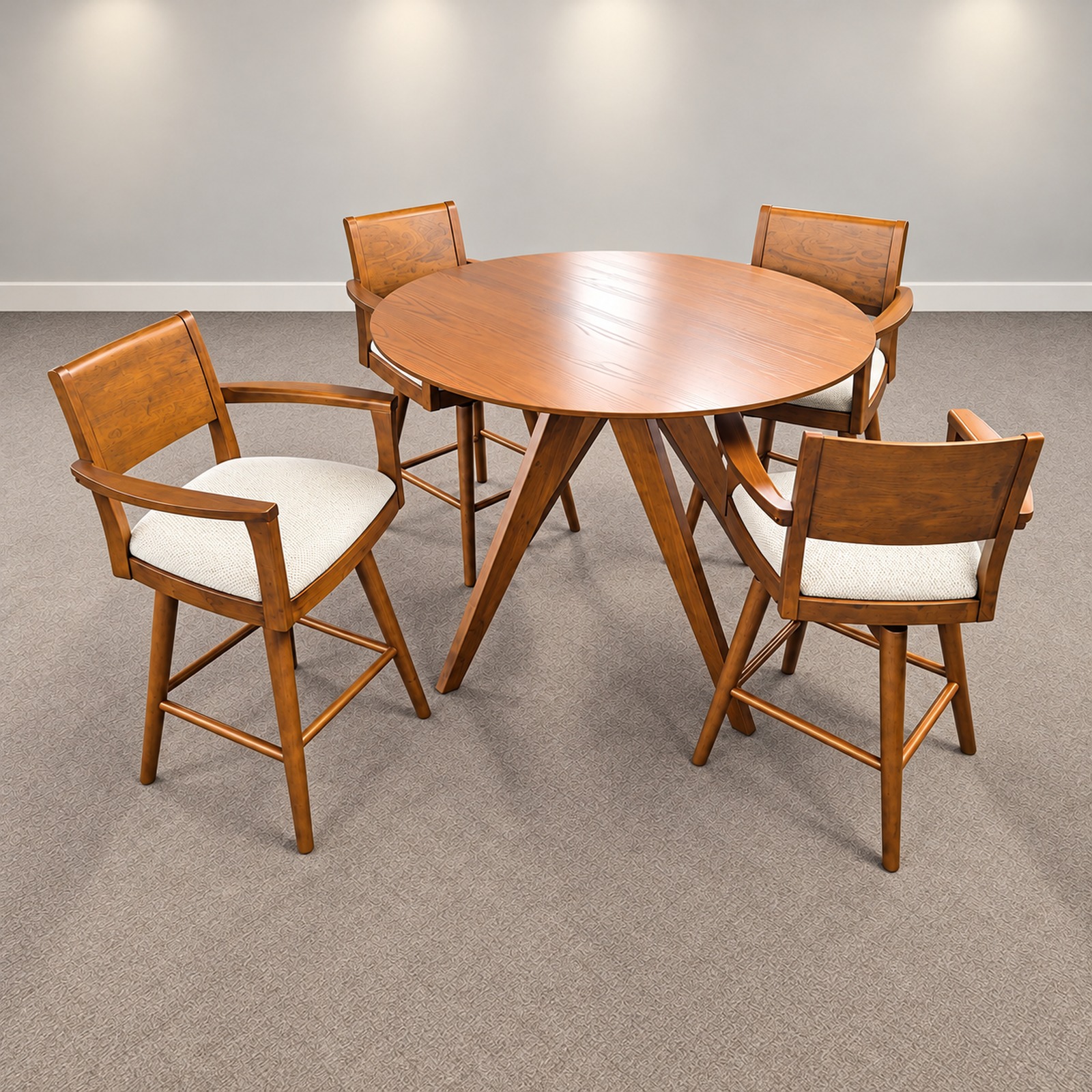 Jofran Axis round gathering table with four matching stools