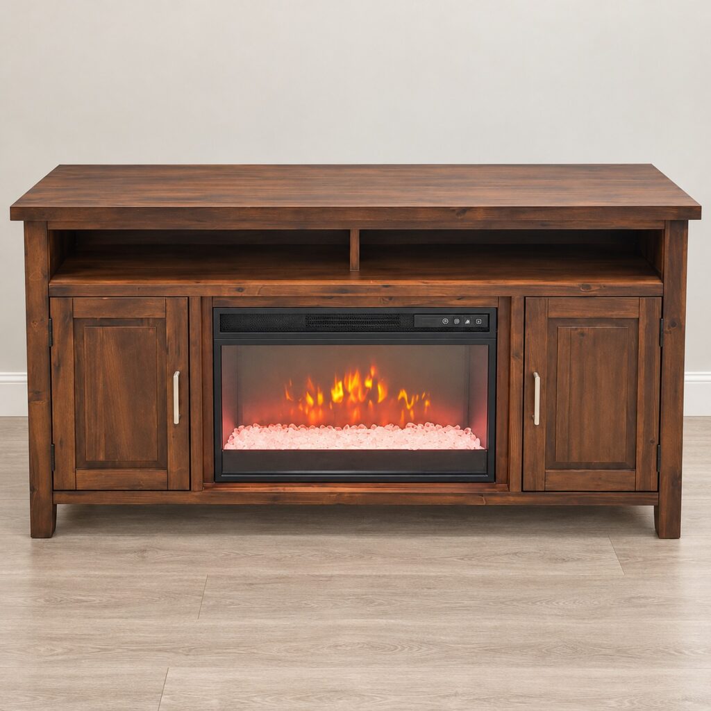 Jofran Urban Icon 2002 fireplace entertainment center in Merlot finish